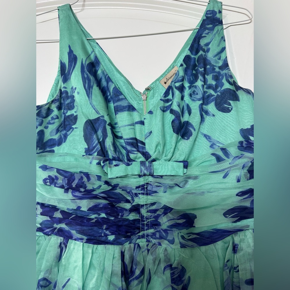 Rare Anthropologie Elevenses vintage style Floral Silk Dress with bow size 10 - Picture 6 of 6